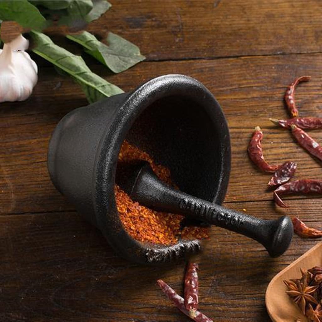 Cast Iron Garlic Mortar Pound Mill Manual Pot Beating Bowl Mash Grinder Press