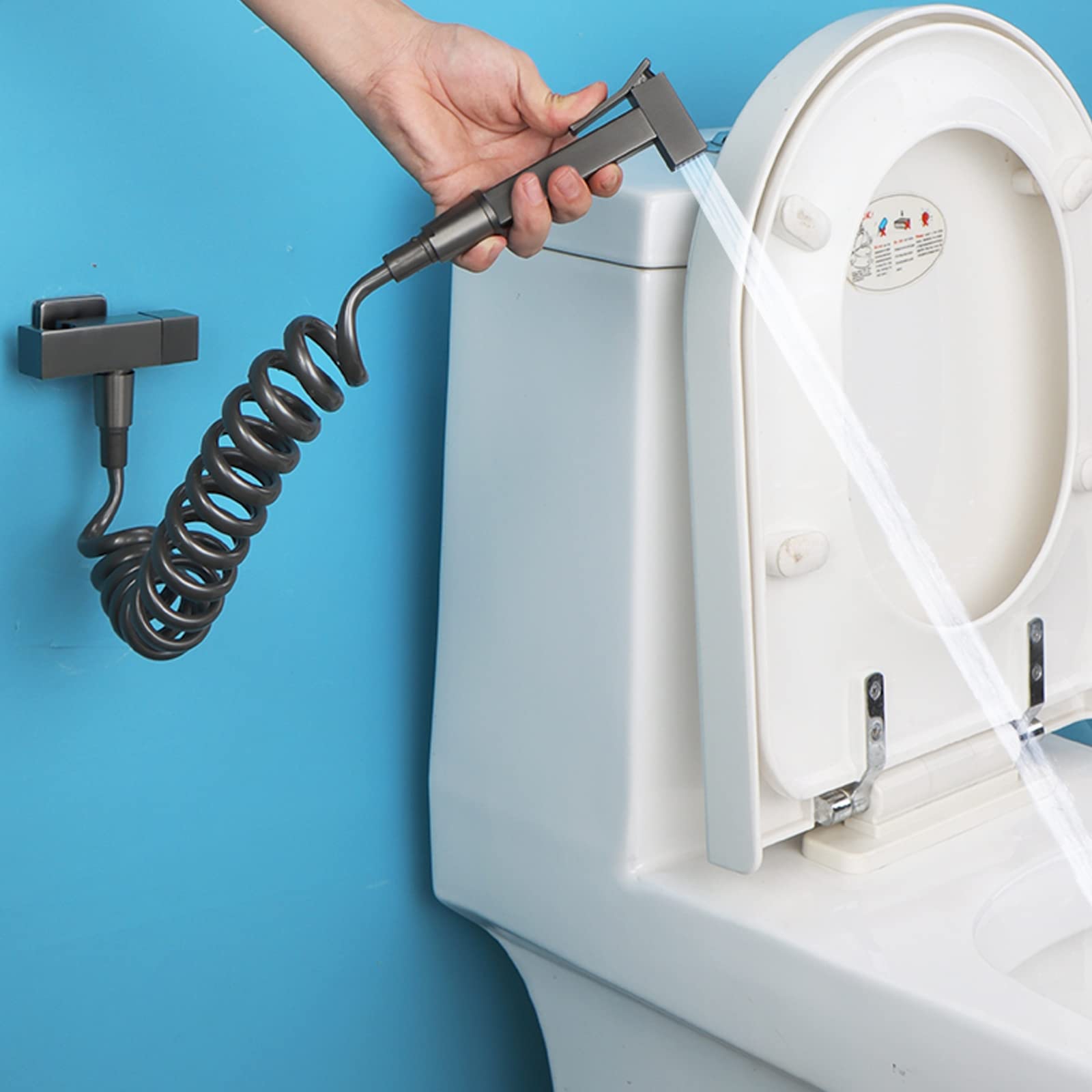 Duchas Higienicas para WC, Latón Grifo Bidet para WC Alta Presión Ducha Inodoro Portatil Ducha Bidet Montado en la Pared Ducha WC Pulverizador de Bidé de Mano con Manguera,Negro