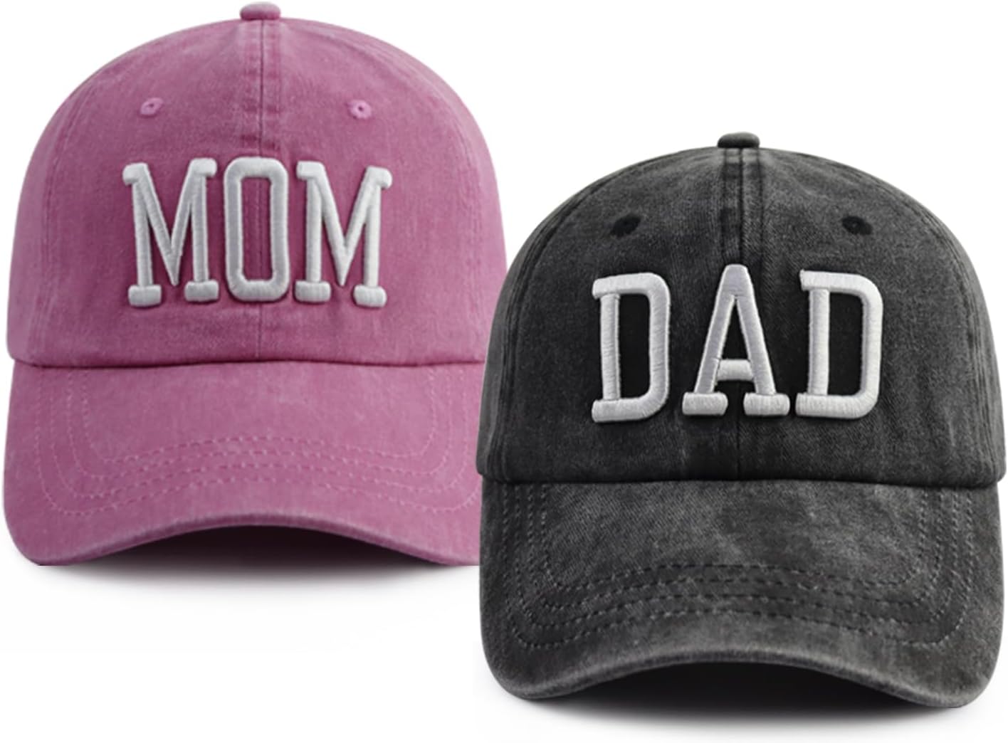 Set Di 2 Cappelli Da Baseball Per Nonni Ricamati 'Grandpa EST 2024' E 'Grandma EST 2024' - Cotone - 2