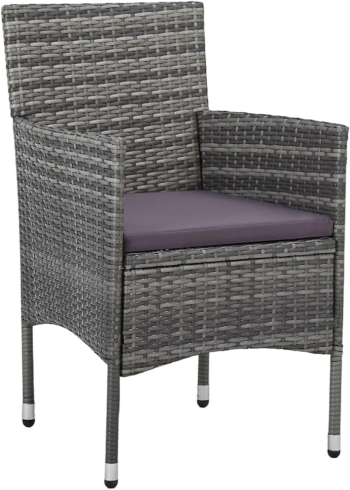 3 Piece Patio Dining Set,Afternoon Tea Suit,Conversation Furniture,Balcony Bar,Includes Rubber Corner for Glass Protection,Perfect for Patio, Garden, Porch,Family Room,Sitting Area, Gray