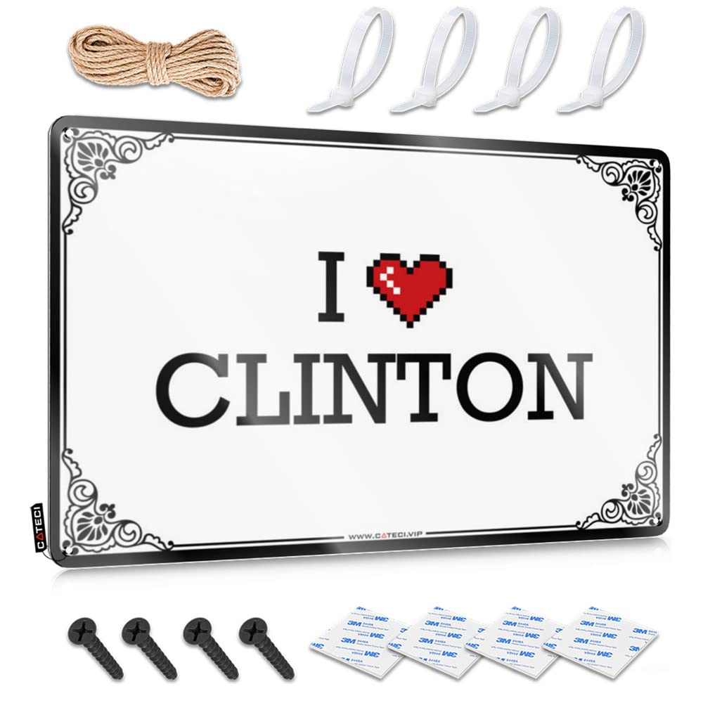Funny Garden Decor Humor Funny Vintage Signs - I Love Clinton Rustic Wall Art Accessories Easy Hang For Retirement(30X40CM)