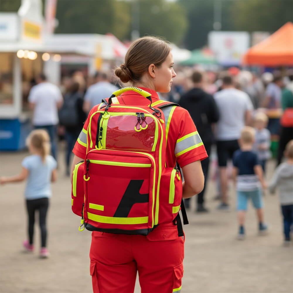 Erste Hilfe Rucksack First Responder PROFI mit Sanitätskoffer-Füllung DIN 13155 aus Kunststoff, Art.-Nr. 41015 | Notfallrucksack | Sanitätsrucksack | Erste Hilfe Rucksack