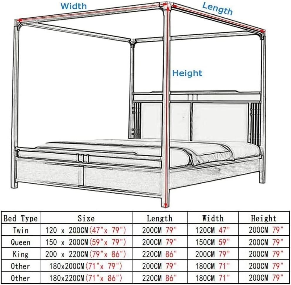 Double Bed Canopy Mosquito Net for Single Double Bed, Princess Room Bedroom Romantic Decoration Bed Curtain, with Metal Bracket (E 200X220Cm) (E 150X200Cm)/E/120 * 200Cm