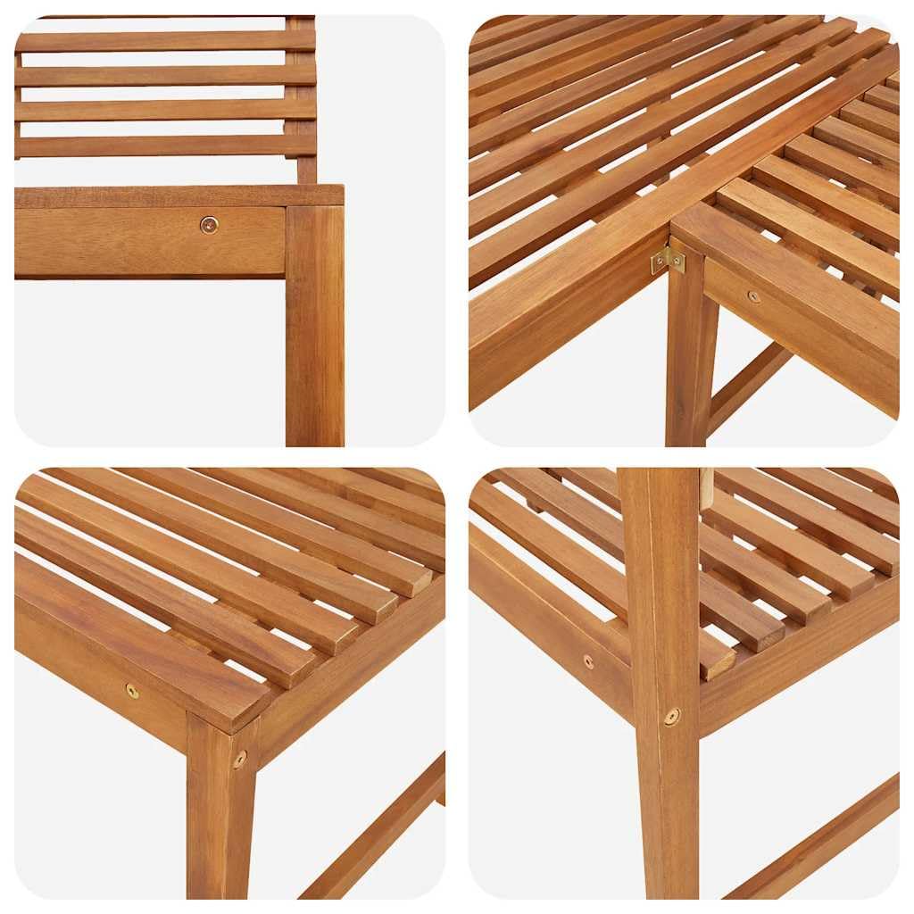 Banco esquinero de jardín de 140 cm de madera maciza de acacia con acabado al aceite para exteriores, resistente a la intemperie, duradero, grupo de asientos rústicos, ideal para balcón