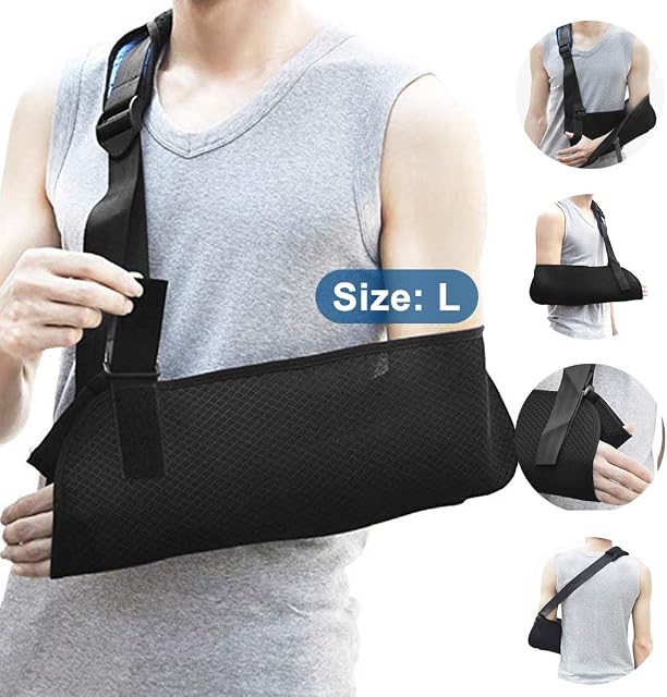 Arm Sling, Breathable Mesh Shoulder Sling Rotator Cuff Support for Men & Women, Adjustable Lightweight Immobilizer Arm Slings for Shoulder Injury, Broken Elbow, Wrist, Fractures and Dislocation- Black