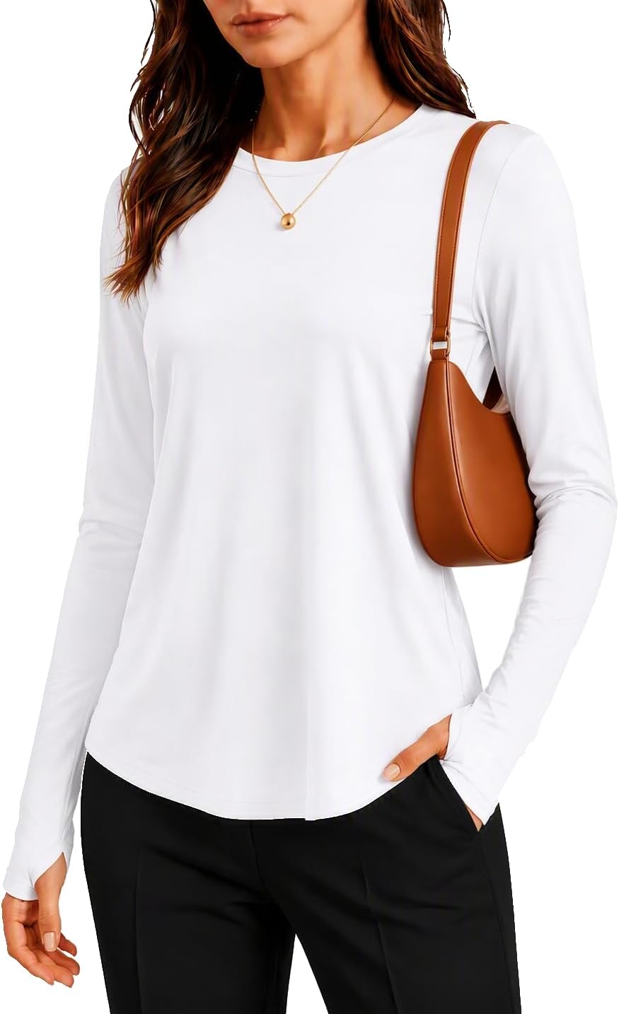 PINSPARK Soft Workout Tops for Women UPF 50+ Athletic Shirt with Thumb Hole