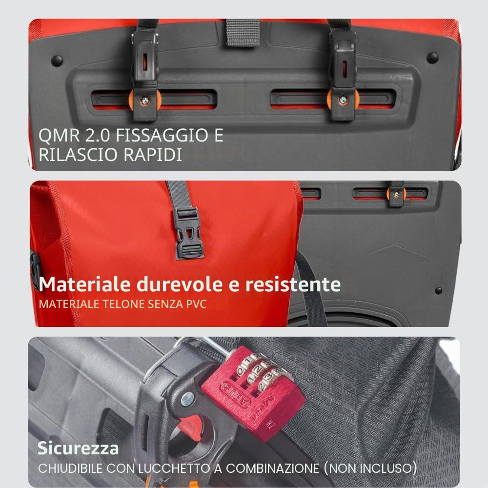 VAUDE Aqua Back Single - Borsa per Bicicletta, 1 Borsa per la Ruota Posteriore (24 l), Impermeabile, Made in Germany