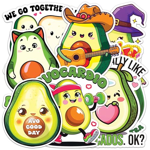 Image of Avocado Sticker 8 Pcs (Large Size) Vinyl Stickers Laptop Waterproof Decal for Car Bumper Water Bottle Notebook Luggage Window Party Birthday Decorations - Size 4 Inches
