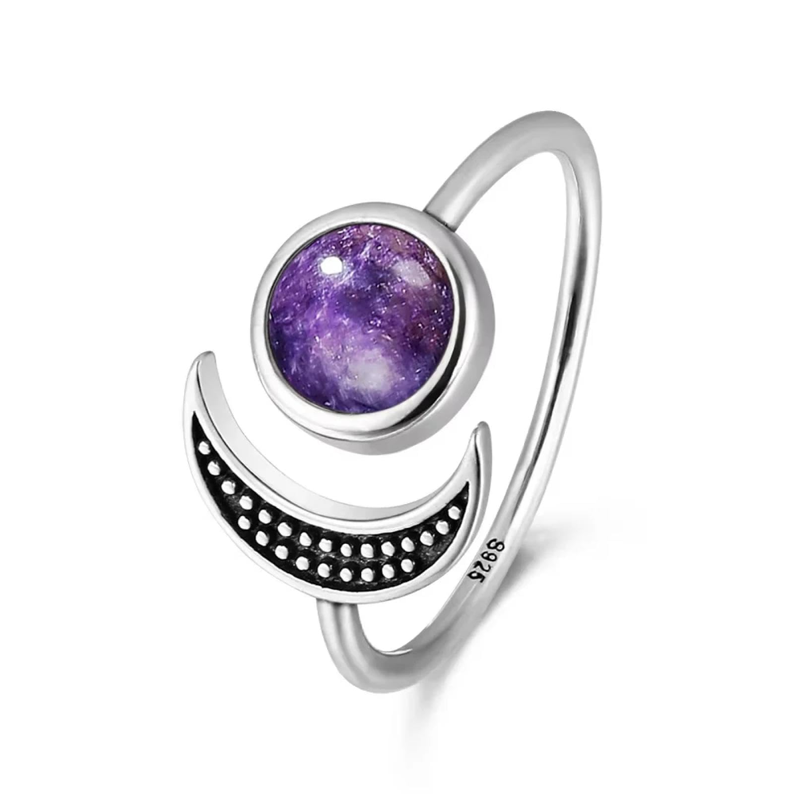 Anello Anelli Gioielli Donna Uomo Anelli Regolabili in Pietra di Luna Naturale per Donna, Colore Argento, A Forma di Luna, Gioielli Raffinati per Feste E Anniversari