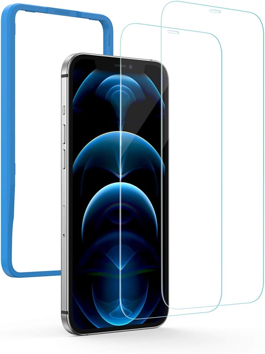 UGREEN iPhone 12/12 Pro Screen Protector 6.1 Inch Superior Drop Protection Tempered Glass iPhone Screen Protector Anti-Scratch with Alignment Frame Bubble Free Scratch Resistant 2 Pack