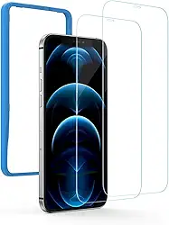 UGREEN 2 Pack Compatível com iPhone 12 Pro Max Protetor de tela de vidro temperado Anti-riscos com moldura de alinhamento, livre de bolhas, resistente a arranhões para iPhone 12 Pro Max-6,7 polegadas