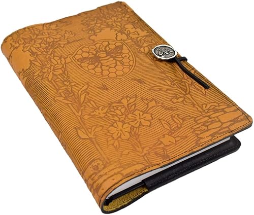 Modern Artisans Honey Bee Garden - Funda de cuero en relieve A5 para diario de escritura, 6 x 9 pulgadas + libro rellenable de tapa dura