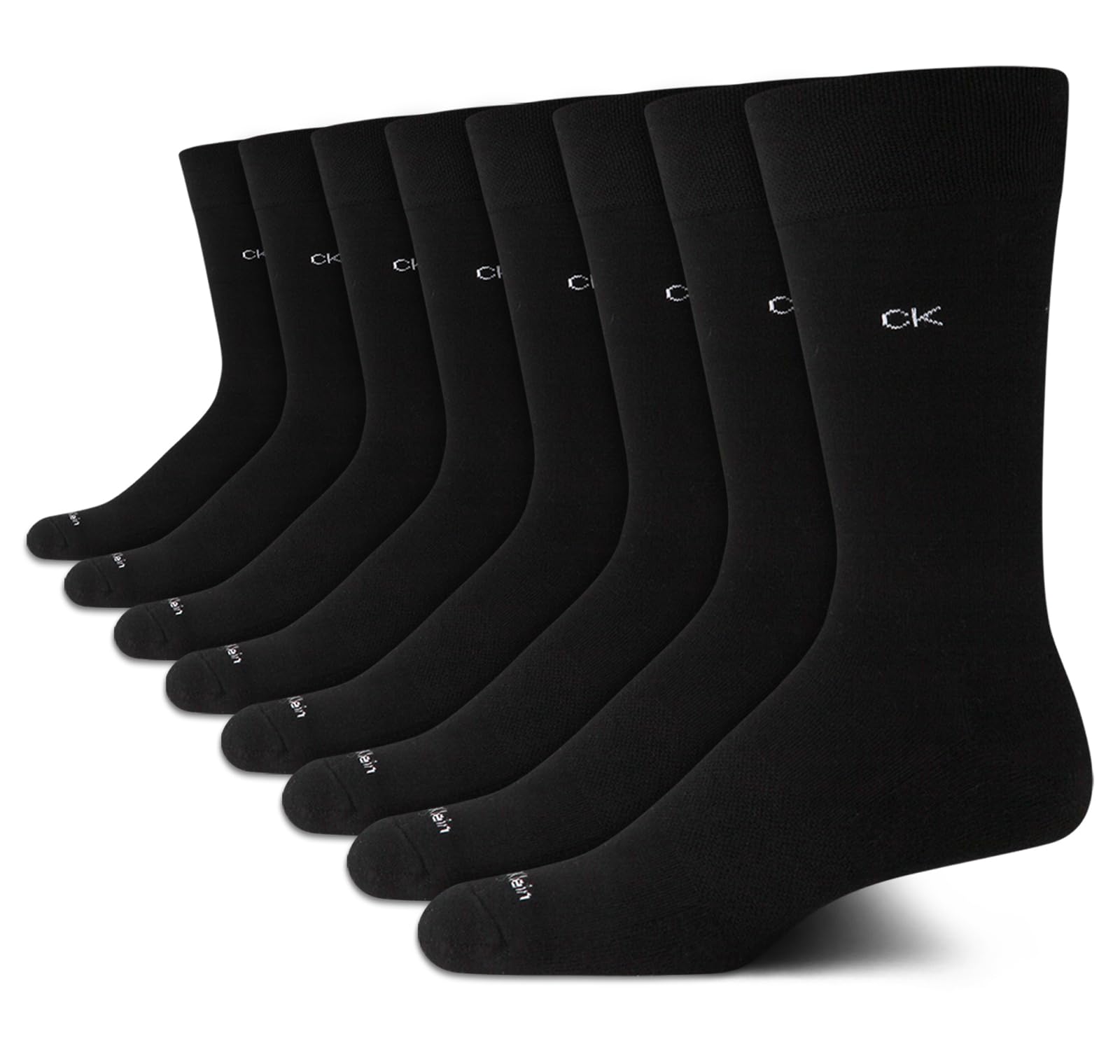 Calvin Klein Mens Dress Socks - 8 Pack Cotton Blend Cushioned Work Crew Socks for Men for Casual Business & Formal Wear