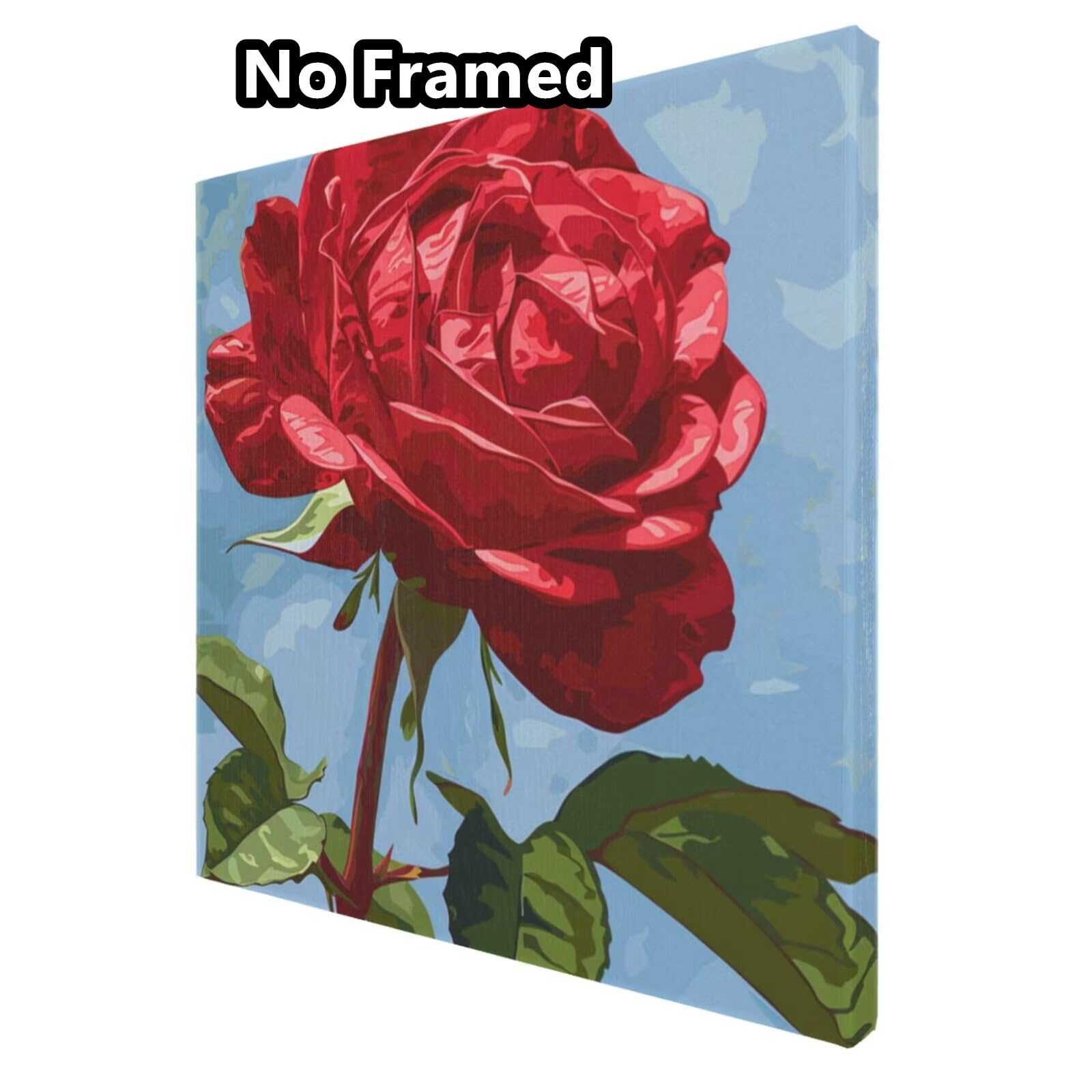 Malen nach Zahlen Erwachsenen-Set, Rose, Blume Malen nach Zahlen für Anfänger, Acryl-Peinture a Numero mit 6 Pinseln, DIY-Ölgemälde Kunsthandwerk für Wanddekoration – (65 x 65 cm, rahmenlos) MK156