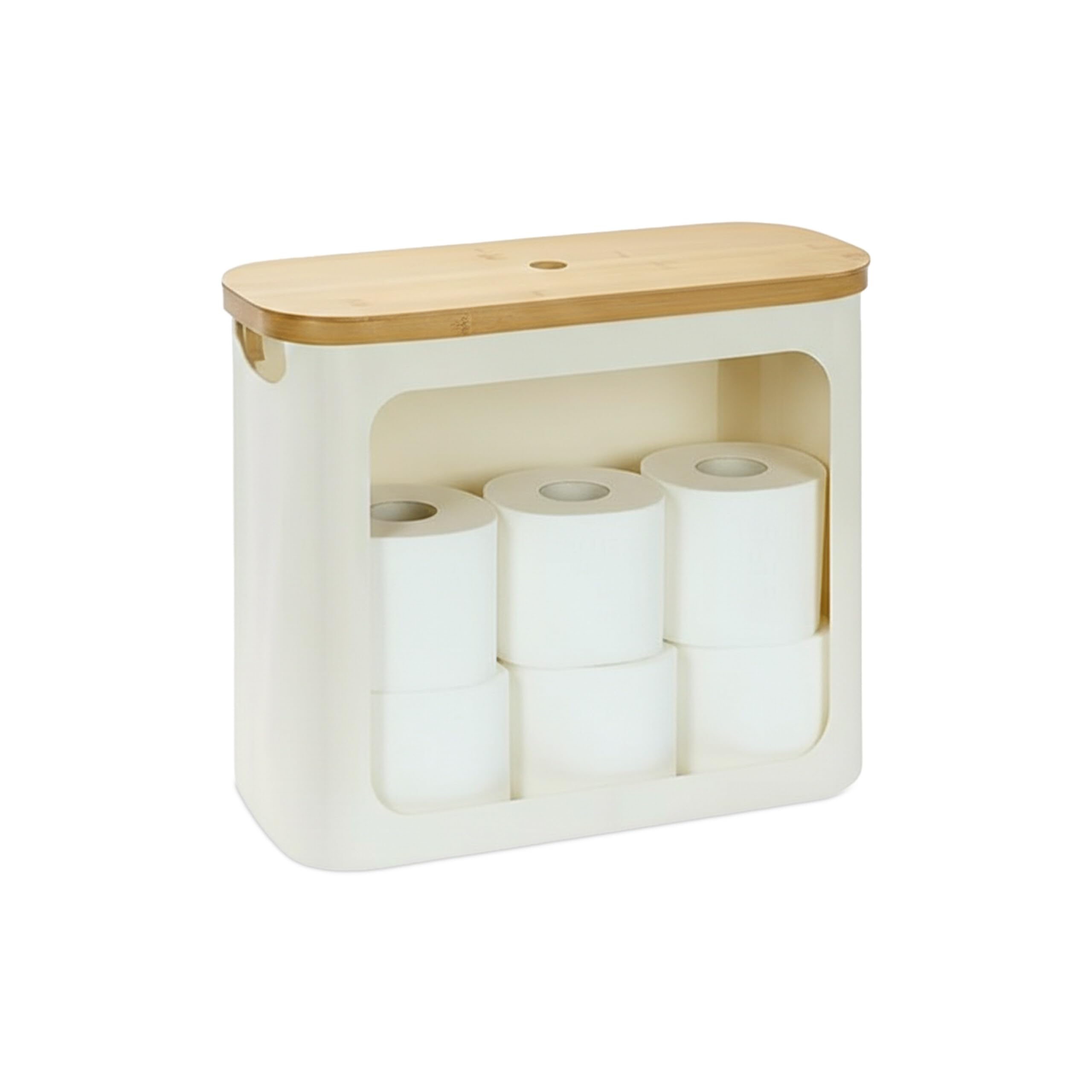 Relaxdays Contenedor de Papel higiénico, 12 Rollos, 36 x 43 x 17 cm, Tela, bambú, Cesta, Reserva, Beige
