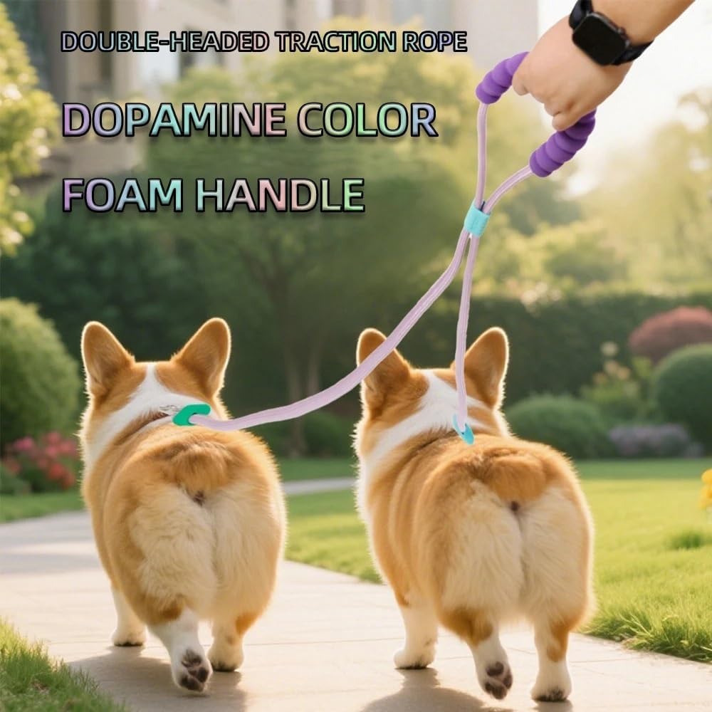 Pet DualHead Walking Rope Foam Cotton Handle Double Heavy Duty Traction, Compatible for Strong Dog Enhance Safety and Contr(Traction Rope 1,Diameter 1.2CM)