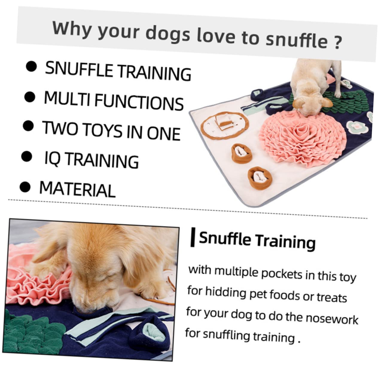 Blütenform Hundeschnüffelmatte aus Filz Faltbar und Ordentlich Verstaubar für Langsames Fressen und Suchtraining bei Hund und Haustier