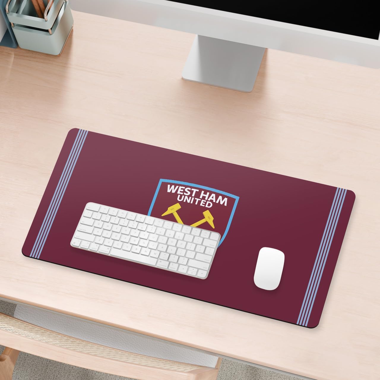 Head Case Designs Officially Licensed West Ham United FC Home 2025/26 Crest Kit 23.62 x 11.81 x 0.12 inches (600 x 300 mm) - L Gaming Office Desk PC Keyboard Mouse Mat Pad