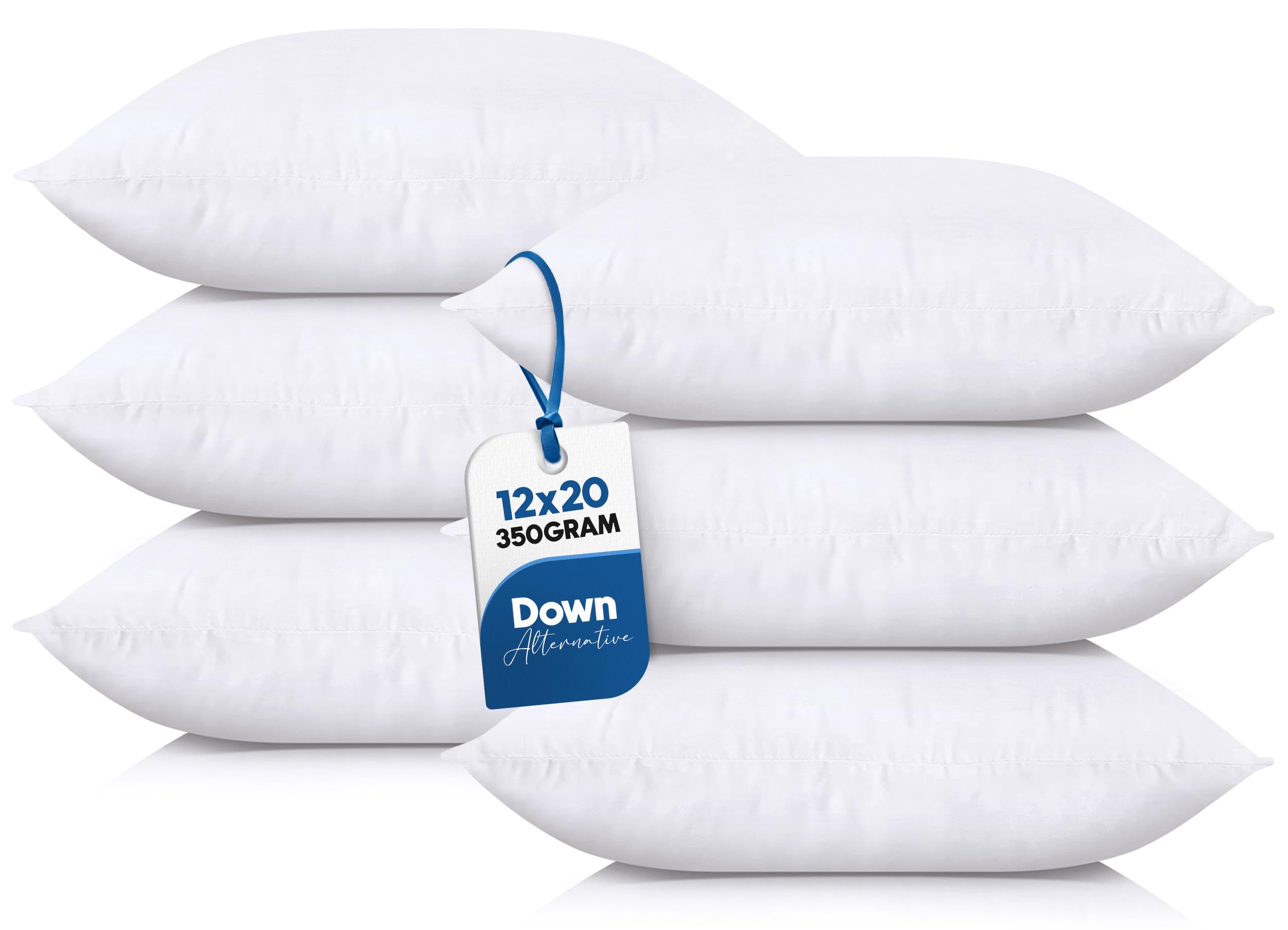 Utopia Bedding Throw Pillows (Set of 6, White), 12 x 20 Inches Pillows for Sofa, Bed and Couch Decorative Stuffer Pillow