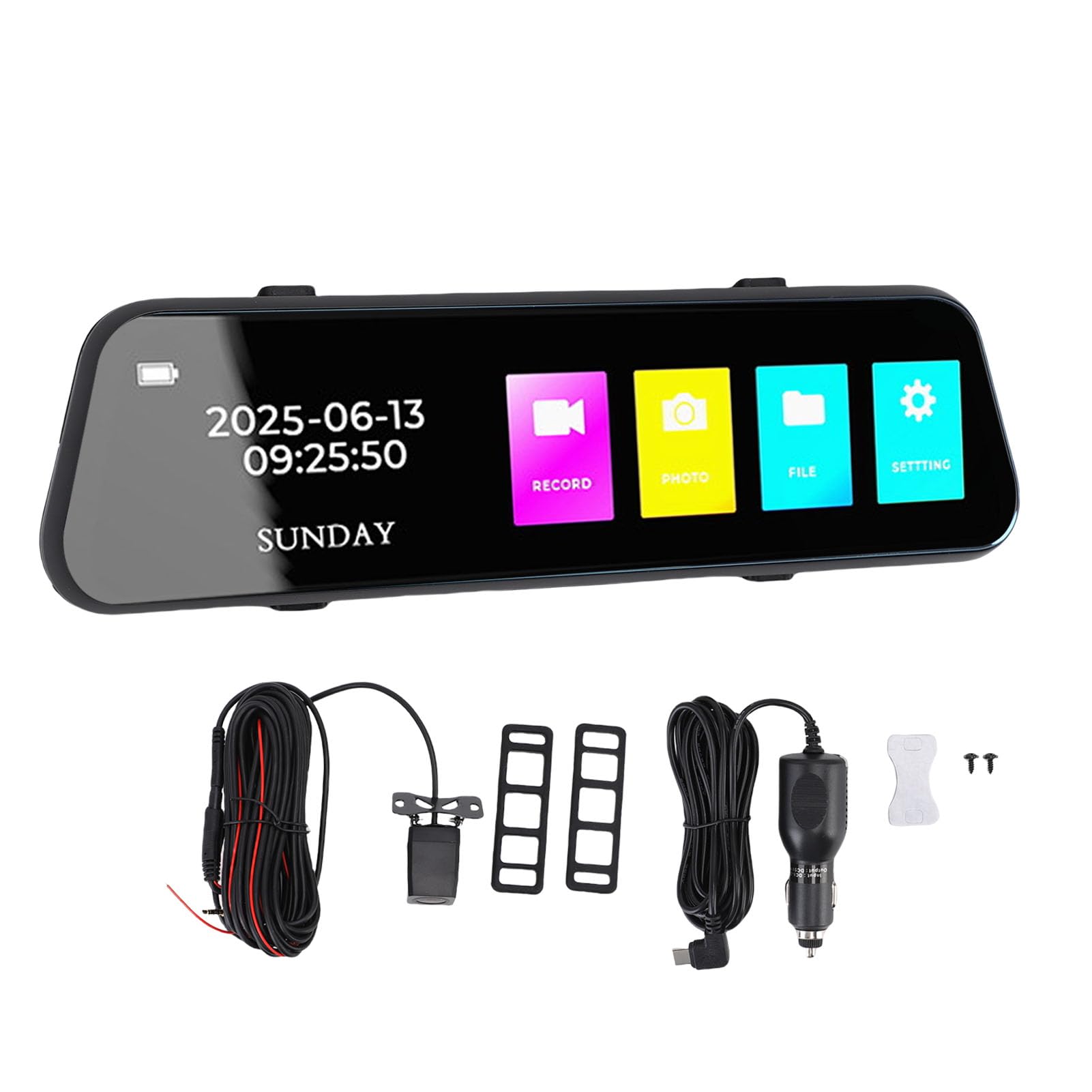 Topiky Cámara de Espejo Retrovisor 4K, Cámara de Tablero con Pantalla Táctil de 9,66 Pulgadas con Grabación en Bucle Frontal y Trasero de Gran Angular de 170°, para Vehículos con