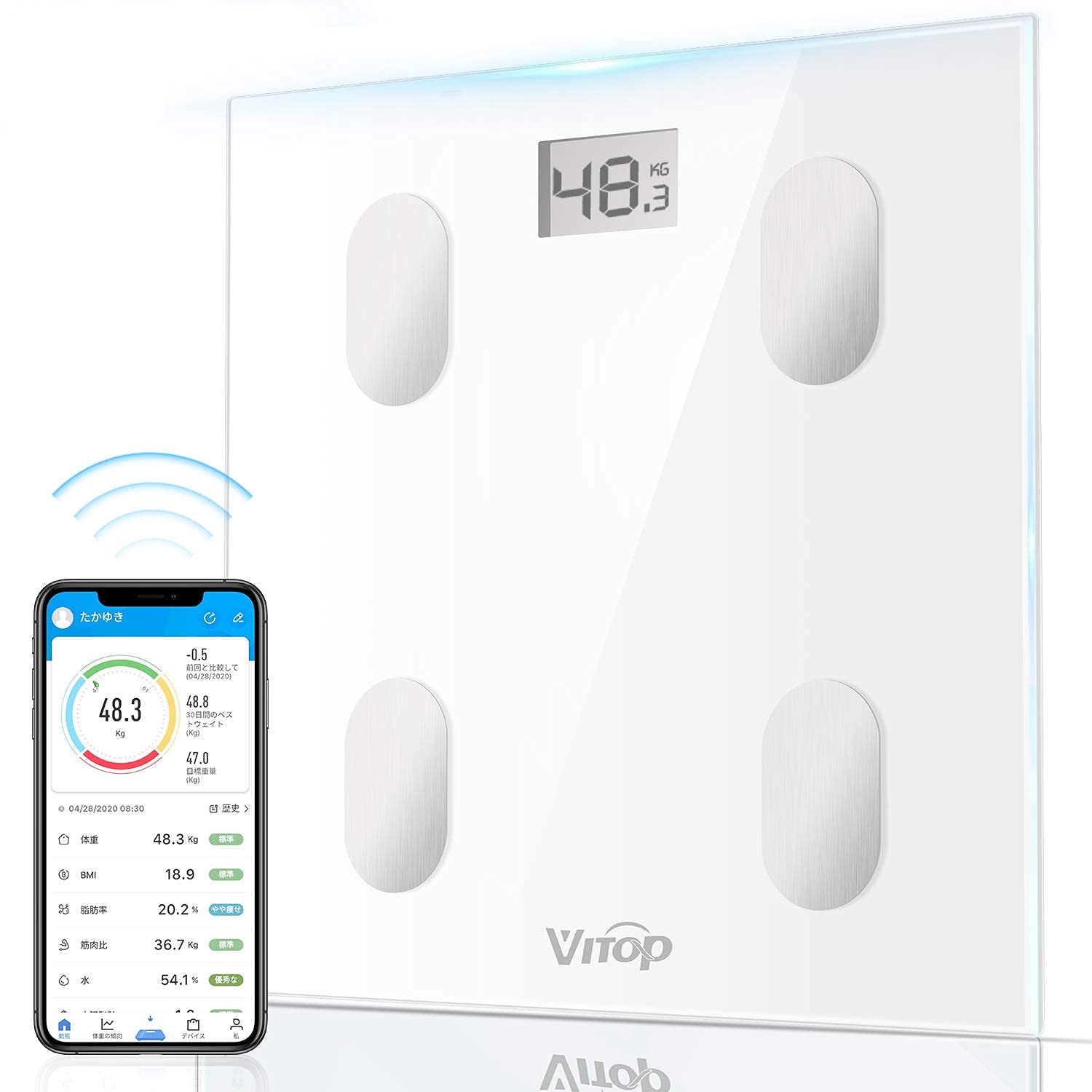 【新品 未使用】体脂肪計測付き体重計 vyvo製 Amazon | ヴィーヴォ VYVO leggera 体組成計 体重計 体脂肪計