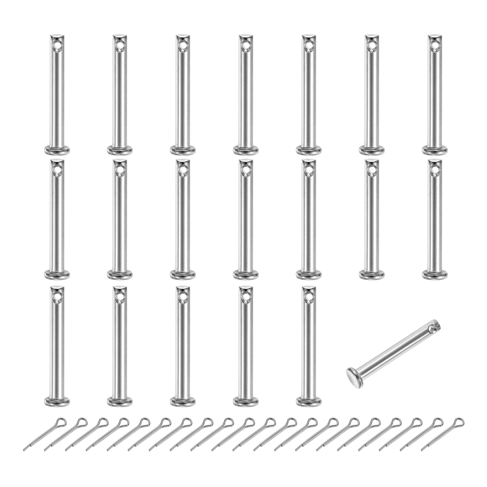 sourcing map 20Pcs M4x30mm Clevis Pins, 304 Stainless Steel Single Hole Flat Head Clevis Pin Hairpin Location Pin with Cotter Pins for Trailer Latch Mechanics Repair Furniture Installation