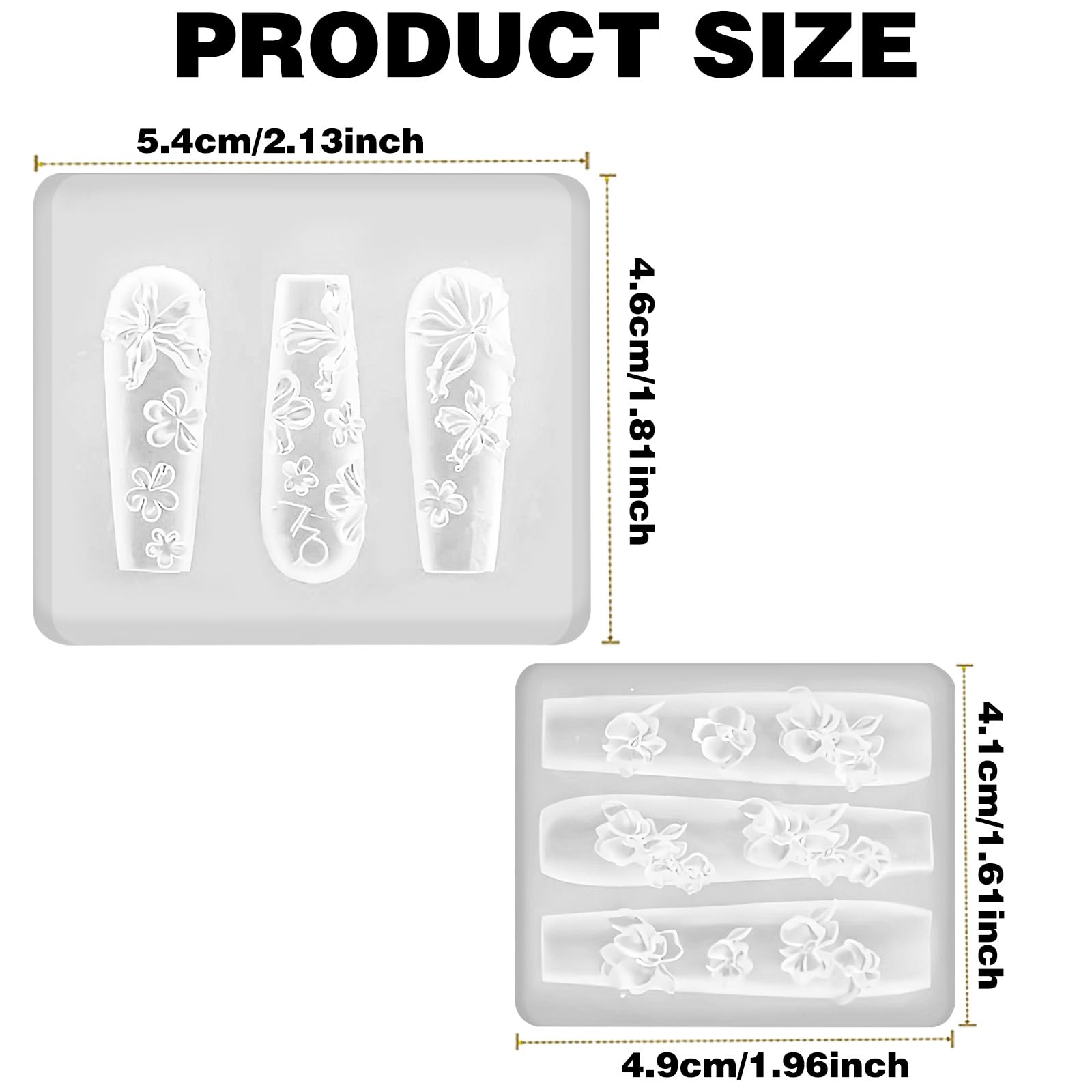 2 pezzi stampi in silicone per nail art a forma di fiore, simpatici stampi in silicone per nail art, strumenti per ciondoli, squisiti modelli di decorazioni per le donne, creazione di stampi per