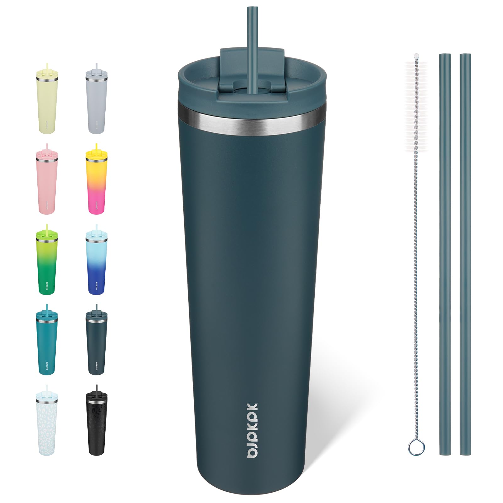 BJPKPK 34oz Coffee Tumbler with Straw, Insulated Stainless Steel Cup