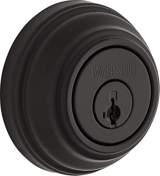 Weiser Collections Matte Black Round Deadbolt Lock, ANSI/BHMA Grade 1