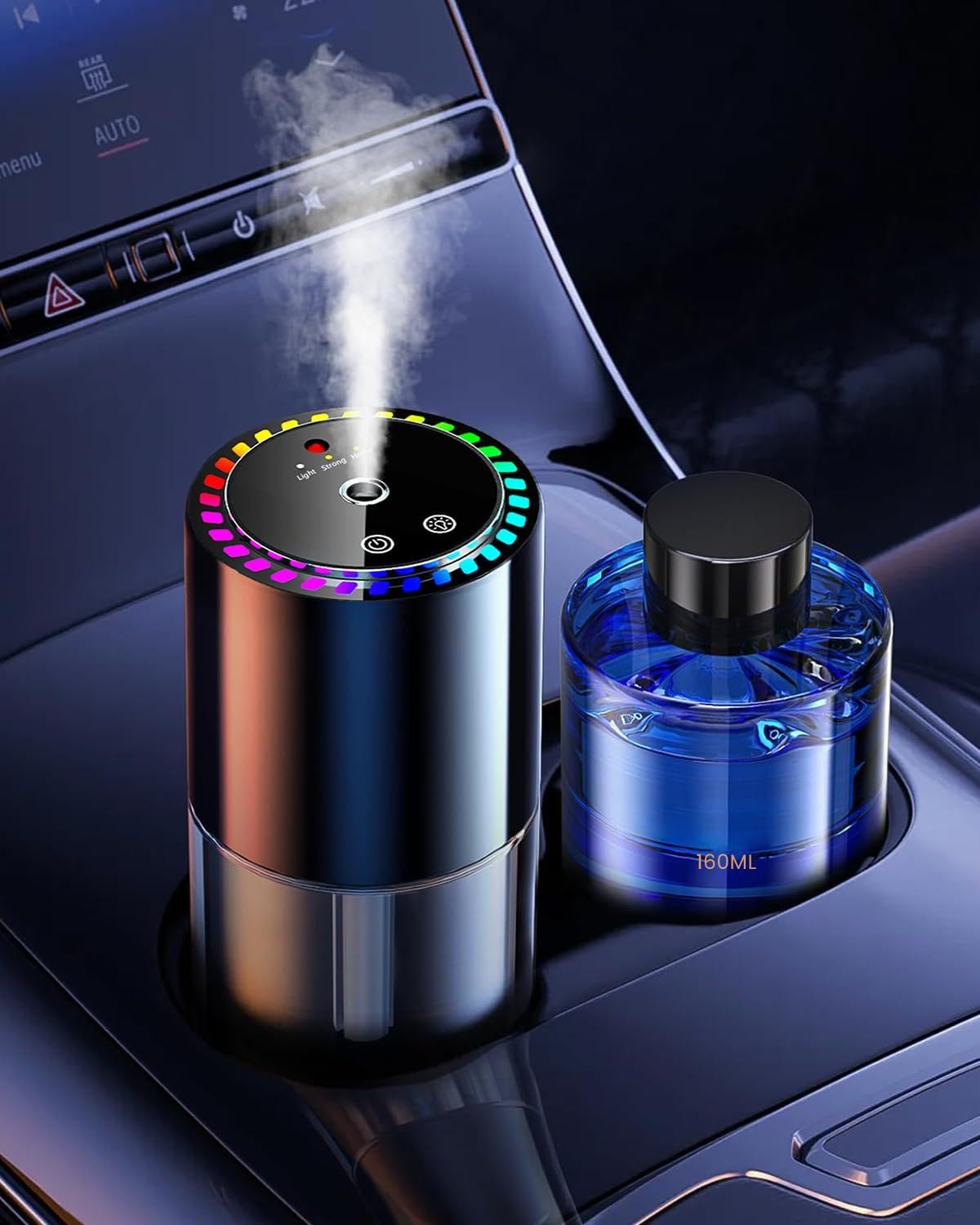 Ambientador de coche AI 2025, difusor eléctrico inteligente para automóvil con 160 ml/botella de perfumes (colonia), difusor de aceite esencial que dura 6 meses, encendido/apagado automático, 3 modos