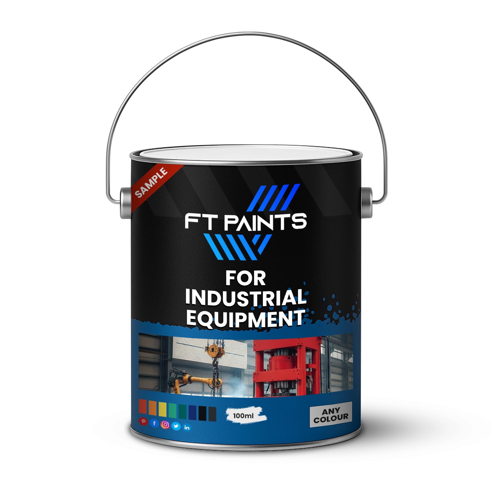 FabioT. FT Paints 100ml Sample Topcoat Matt Finish Paint for Industrial Equipment- RAL 9011-Graphite Black
