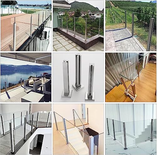 Poteau de balustrade en verre inox pour garde-corps, rampe et terrasse extérieur - 8
