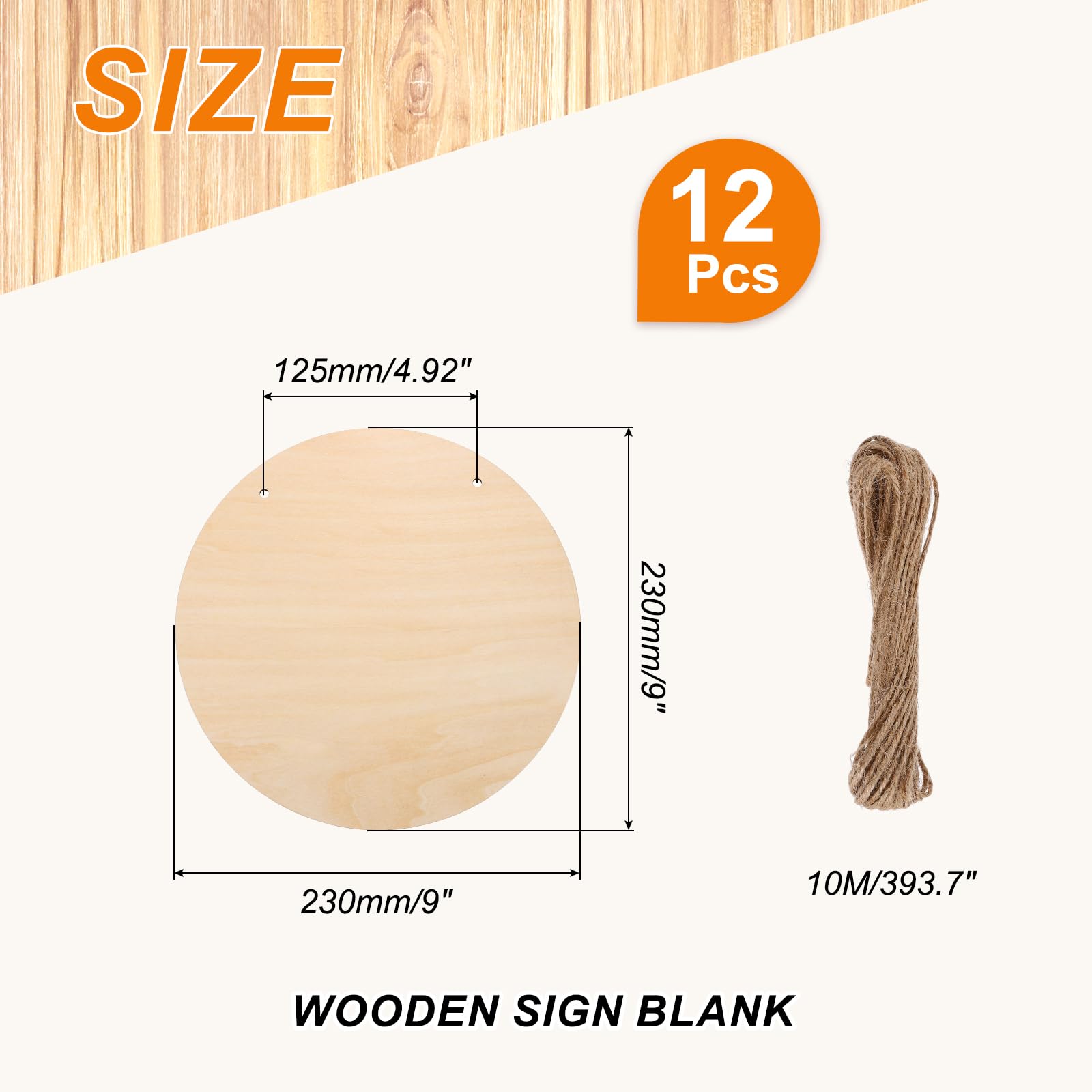 QUARKZMAN 10 Confezione Da 12 Tavole Di Legno Grezze Appese Con Corda 9"x9"