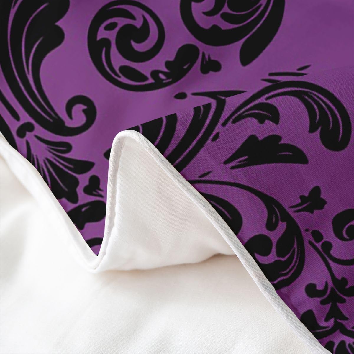 Homewish Czarne gotyckie zestawy pościeli adamaszek rozmiar king size litera O bawełna poszewka na kołdrę boho kwiatowy monogram fioletowa poszewka na kołdrę dla dzieci dorosłych, estetyczny zestaw