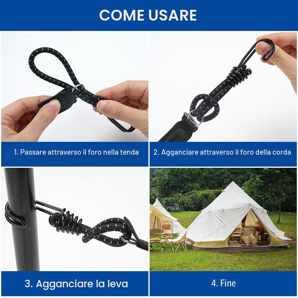 10 Pezzi Corda Elastica con Doppio Gancio,16 cm Elastici Cinghie di Fissaggio per Telone, Tenditori per Teloni con Ganci, Corde Elastiche con Gancio Tenditori, Ganci Elastici per Tende Manifesti Nette