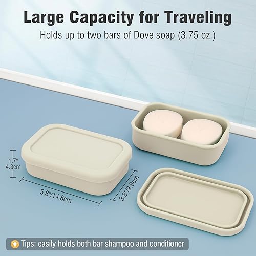 Miniatura 3 de Funda de jabón de viaje mejorada a prueba de fugas con almohadilla de drenaje, contenedor de jabón de silicona para viajes, estuche de viaje para