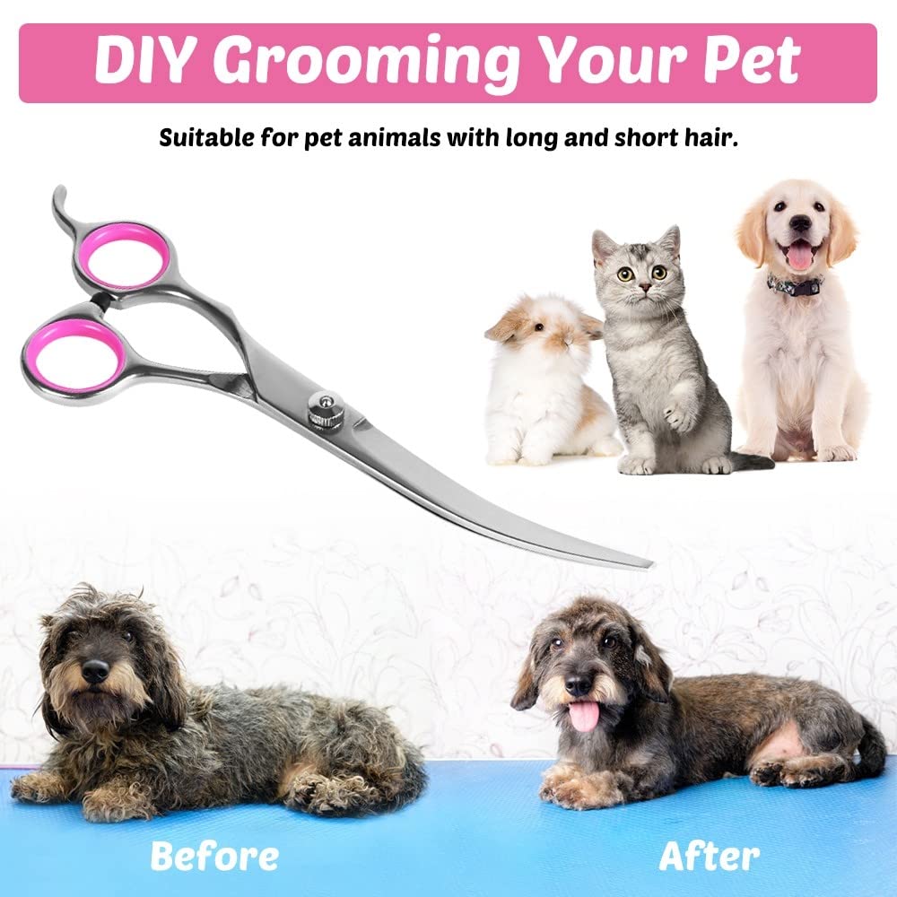 Ciseaux de Toilettage pour Chiens,Ciseaux de Coupe pour Chien,Acier Inoxydable 7/6,5" Cisailles pour Poils D'animaux pour Chiens et Chats