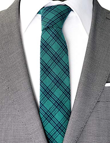 Image of Cotton Skinny Ties for Men, Plaid and Striped Slim Neckties