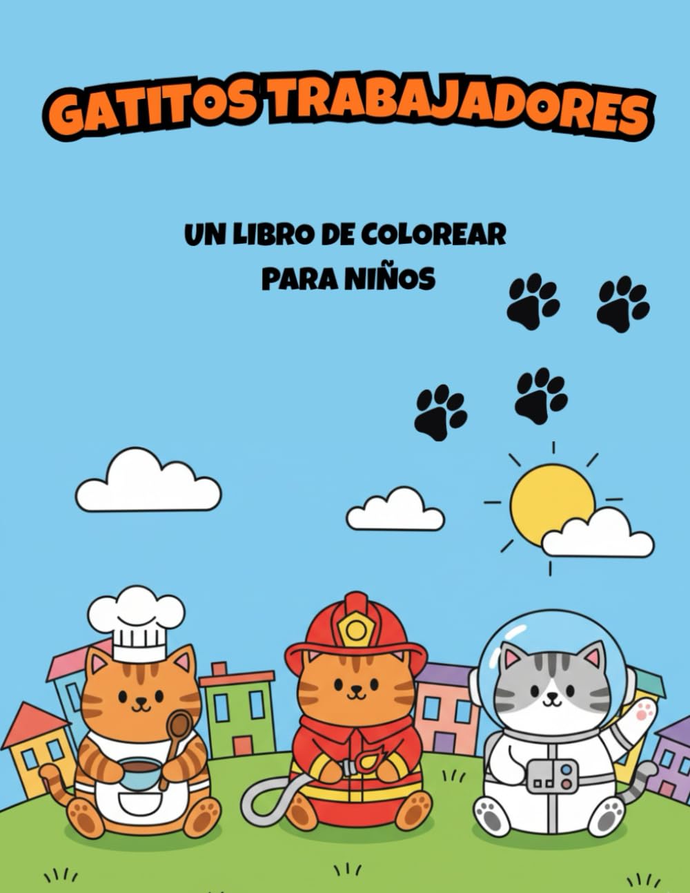 Libro de Colorear de Profesiones para Niños: Divertidas Ilustraciones de Gatos para Desarrollar la Creatividad y la Motricidad Fina.