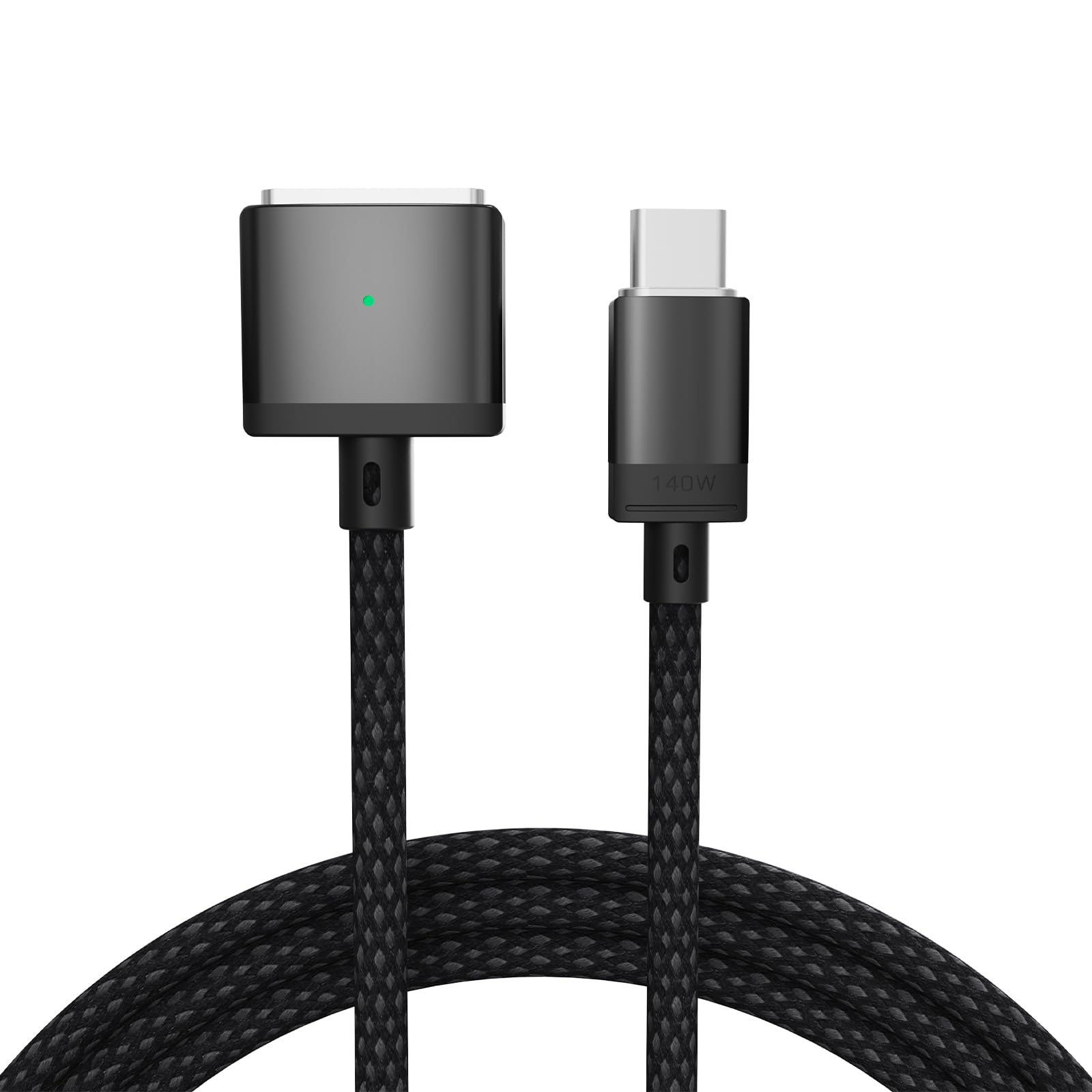 Cable USB-C a magnético 3 compatible con carga Magsafe - Carga rápida de 140 W, cable trenzado de 2 m para MacBook Pro/Air M4 M3 M2 modelos (2021-2026) - Blcak