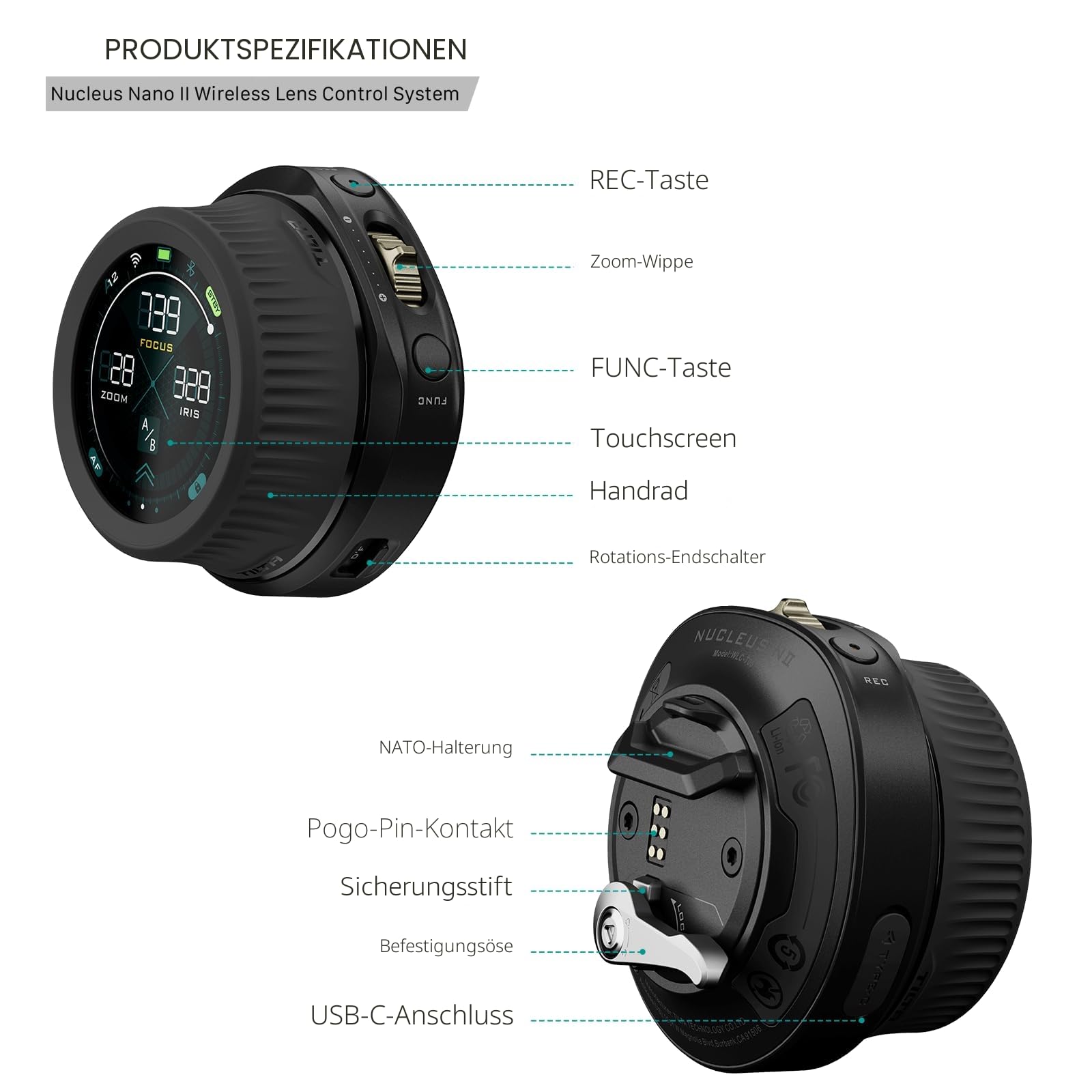 Tilta Nucleus Nano II Follow Focus Drahtloses Objektivsteuersystem WLC-T05 | Inkl. Motor, USB-C Stromkabel, Handrad Controller, Kompatibel mit Nucleus M/Nano, DJI Ronin Gimbals, Kameras