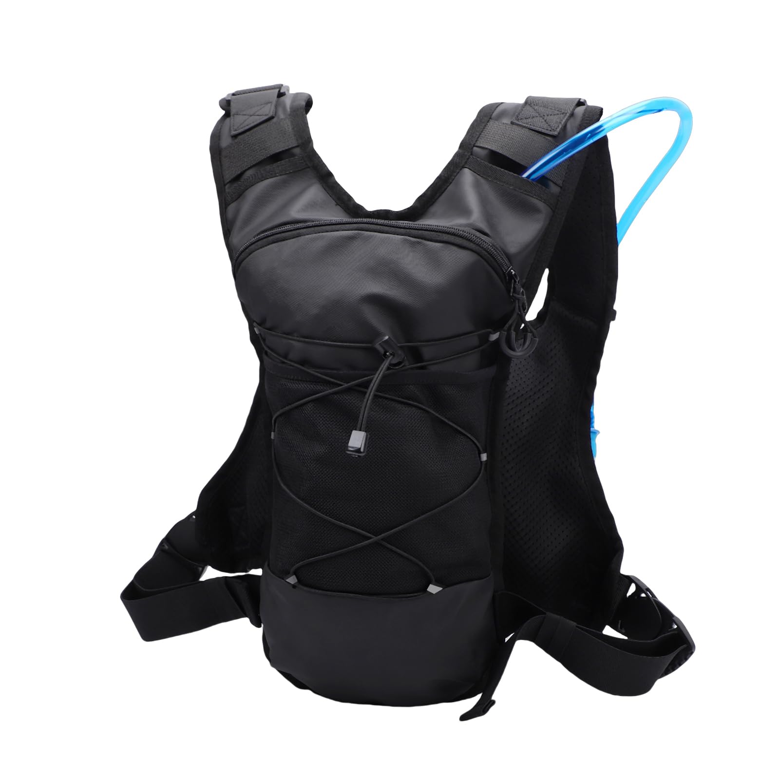 Aomiun Running Hydration backpack Lightweight Breathable Adjustable Chest Strap with 2L Leak Proof Water Bladder and Multi Pocket Design, for Hiking Cycling Skiing Trail Running (Black with 2L