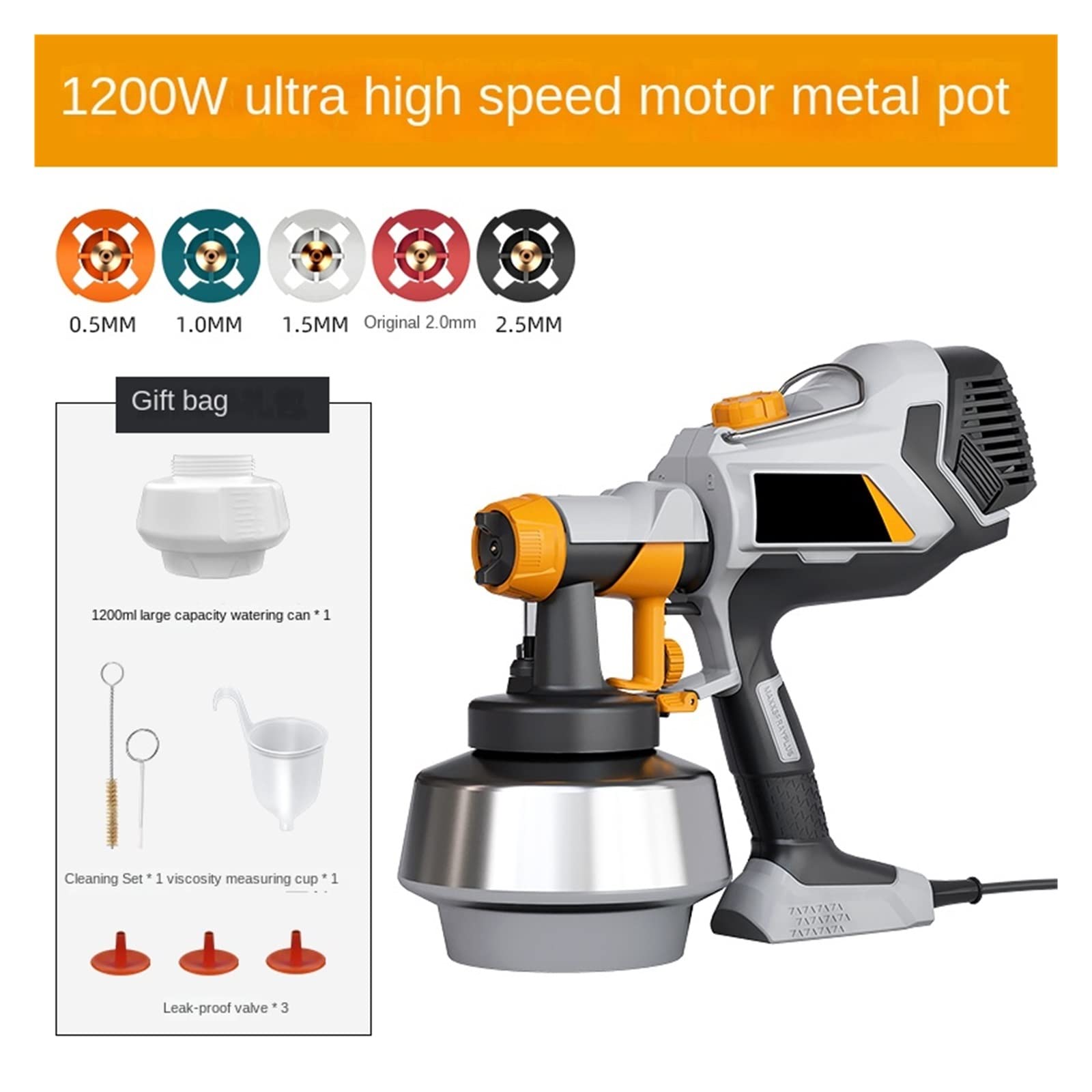 Pistolet Natryskowy, Elektryczny Pistolet Natryskowy O Dużej Mocy 1200 W Art Emulsja Do Malowania Farbą Natryskową Maszyna Do Malowania Ścian(Set2)