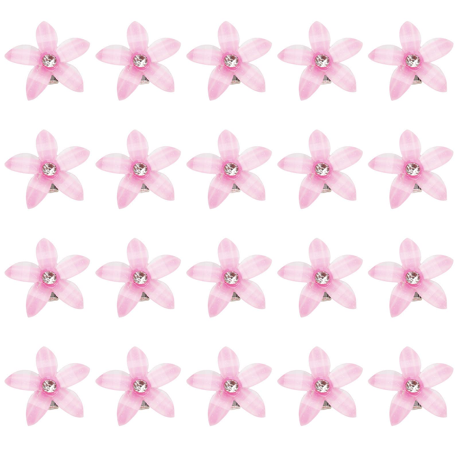 Wecoe 20 Pcs Small Pink Bling Hair Clips - Decorative Mini Clips for Wedding, Women's Birthday Gift