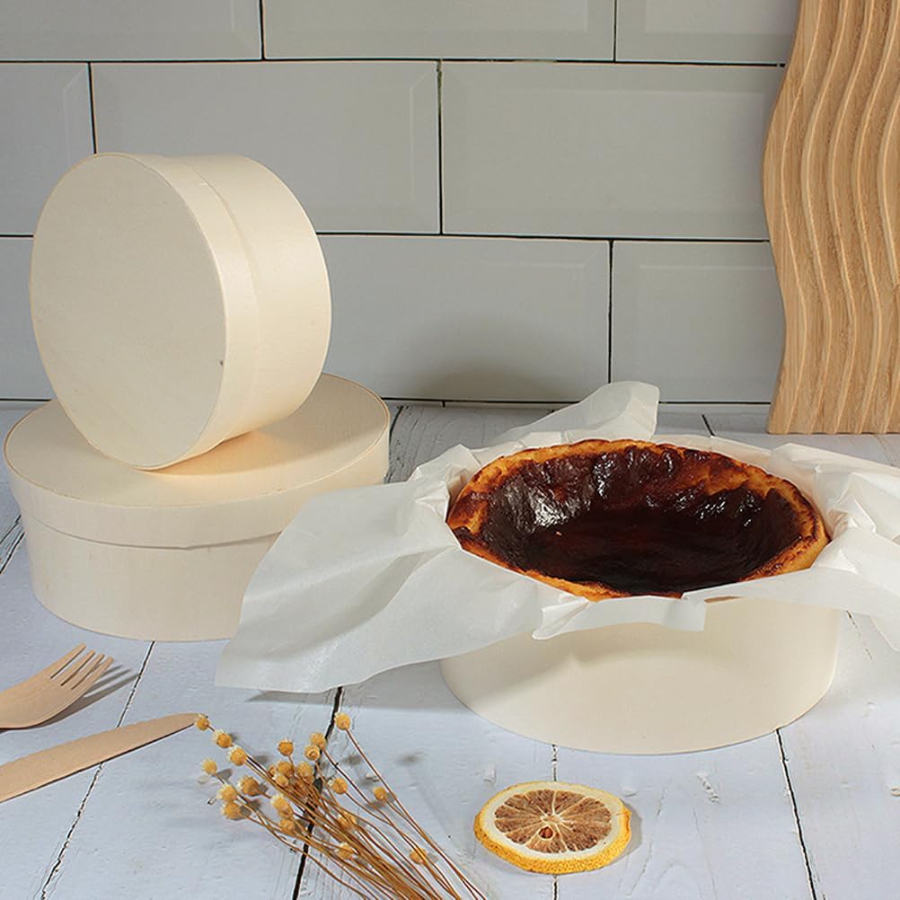 2pcs Boxes Round Cheesecake Box Cake Packaging Container Dessert Containers with Lids Cookie Container Boxes Cake Packaging with Lids Wood With Cover Cake Stand