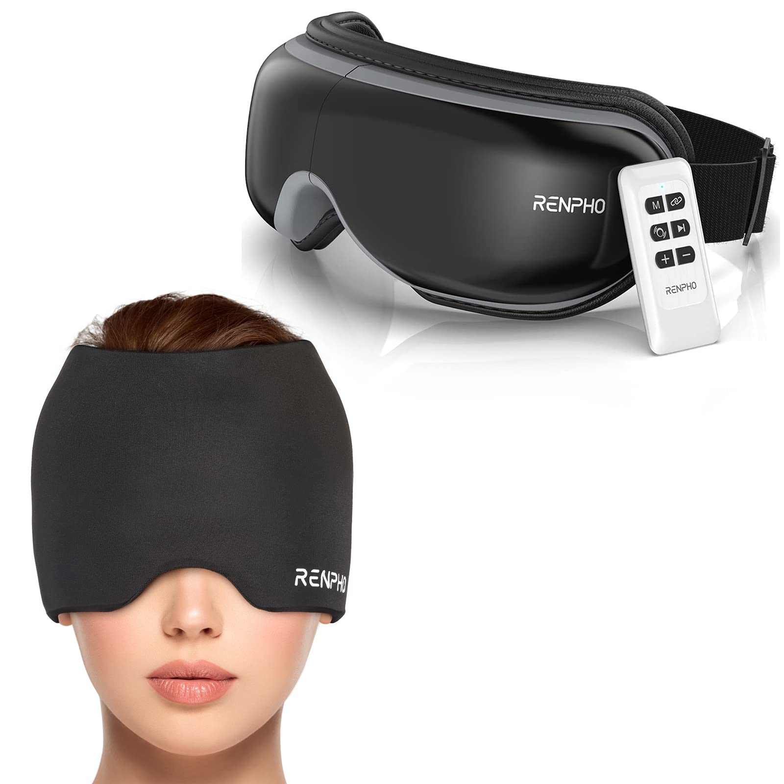 RENPHO Ice Head Wrap Headache Relief Hat with Hot or Cold Therapy Eye Massager with Heat Compression Migraine