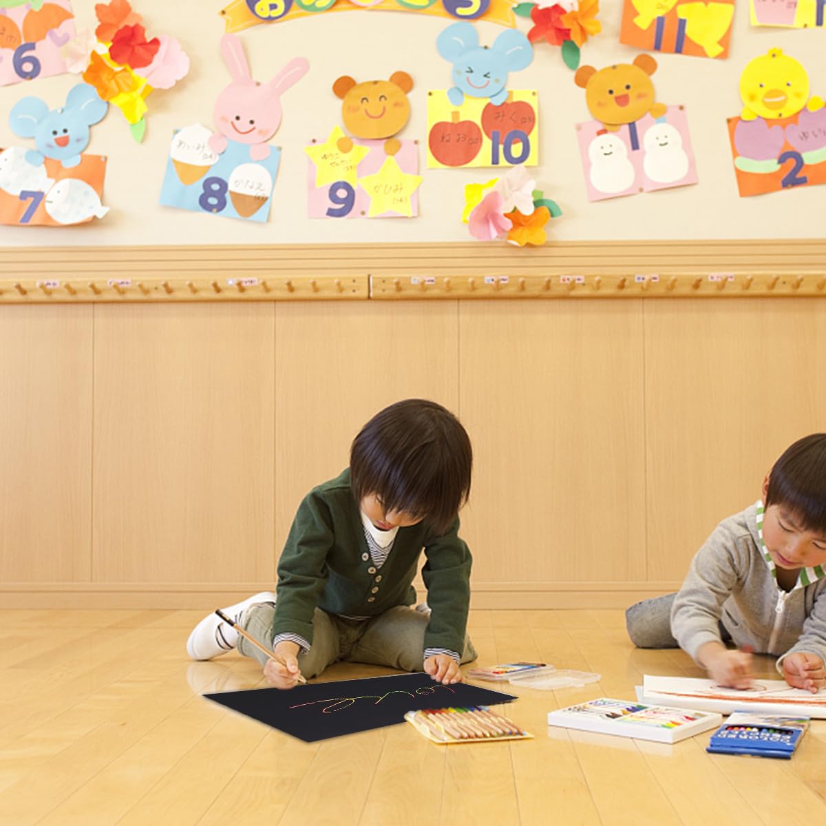 Operitacx Carta per Disegno Scratch Nero 2 Confezioni da 10 Pezzi per Finitura Fine per Sviluppare L'immaginazione Uso in Asilo e Casa