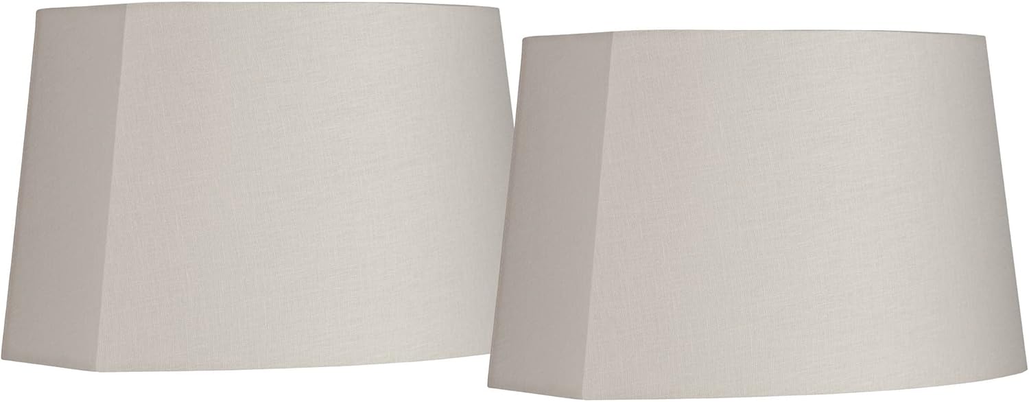 Set of 2 Hardback Oval Lamp Shade (Pre-Assembled)s Ivory Large 12.5" Wide x 10" Deep at Top and 15" Wide x11" Deep at Bottom and 10" High Spider with Replacement Harp and Finial Fitting - Springcrest
