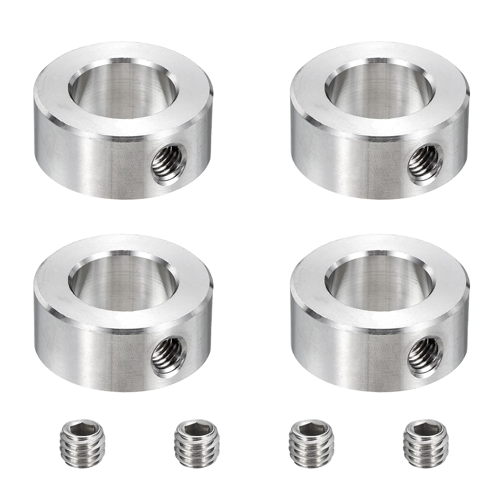 sourcing map 4 collares de eje de acero inoxidable, 16 mm de diámetro interior de 28 mm de diámetro exterior de 12 mm de grosor para conjuntos de caja de cambios, máquinas herramientas