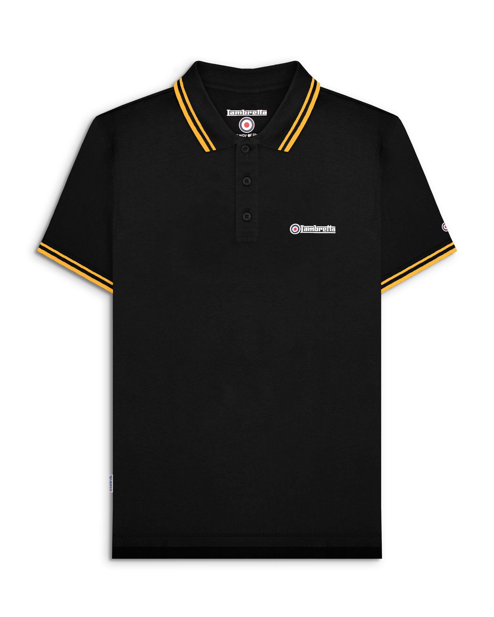 Lambretta Mens Twin Tipped Pol Adults Black/Old Gold Small Mens